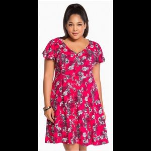 Torrid floral hot pink challis dress